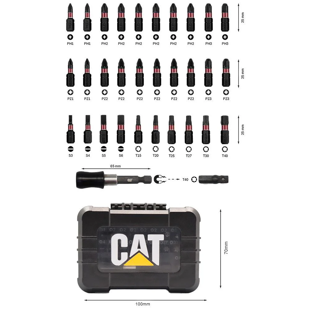 CAT DA01901 32 Parça Manganez Fosfat Alaşımlı Vidalama Uç Seti CAT DA01901 32 Parça Manganez Fosfat Alaşımlı Vidalama Uç Seti