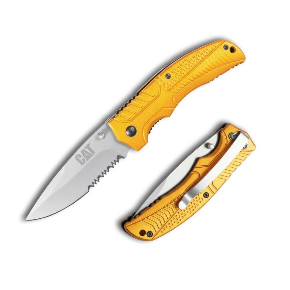 CAT DA980006 Kemer Askı Kancalı Katlanabilir 20CM Paslanmaz Çelik Sarı Kamp Çakısı CAT DA980006 Kemer Askı Kancalı Katlanabilir 20CM Paslanmaz Çelik Sarı Kamp Çakısı