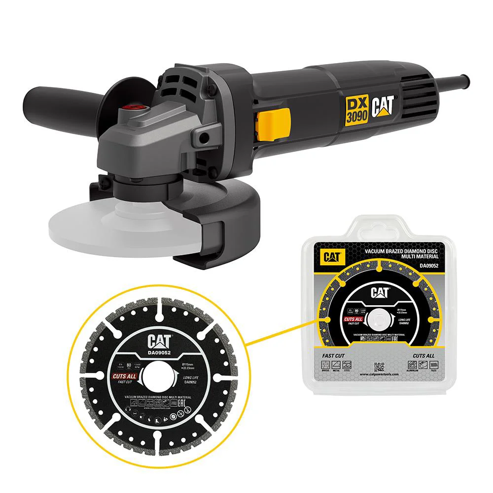 CAT DX3090 720Watt 125mm Profesyonel Avuç Taşlama + DA09052 Genel Amaçlı Elmas Kesme Diski CAT DX3090 720Watt 125mm Profesyonel Avuç Taşlama + DA09052 Genel Amaçlı Elmas Kesme Diski