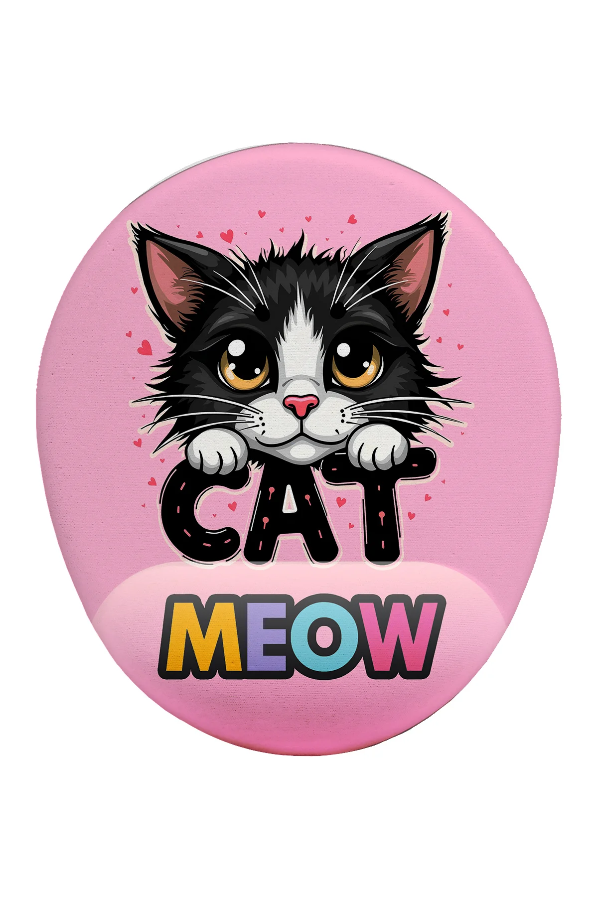 CAT Meow Desenli Bilek Destekli Mouse Pad Ergonomik Kaymaz Taban 