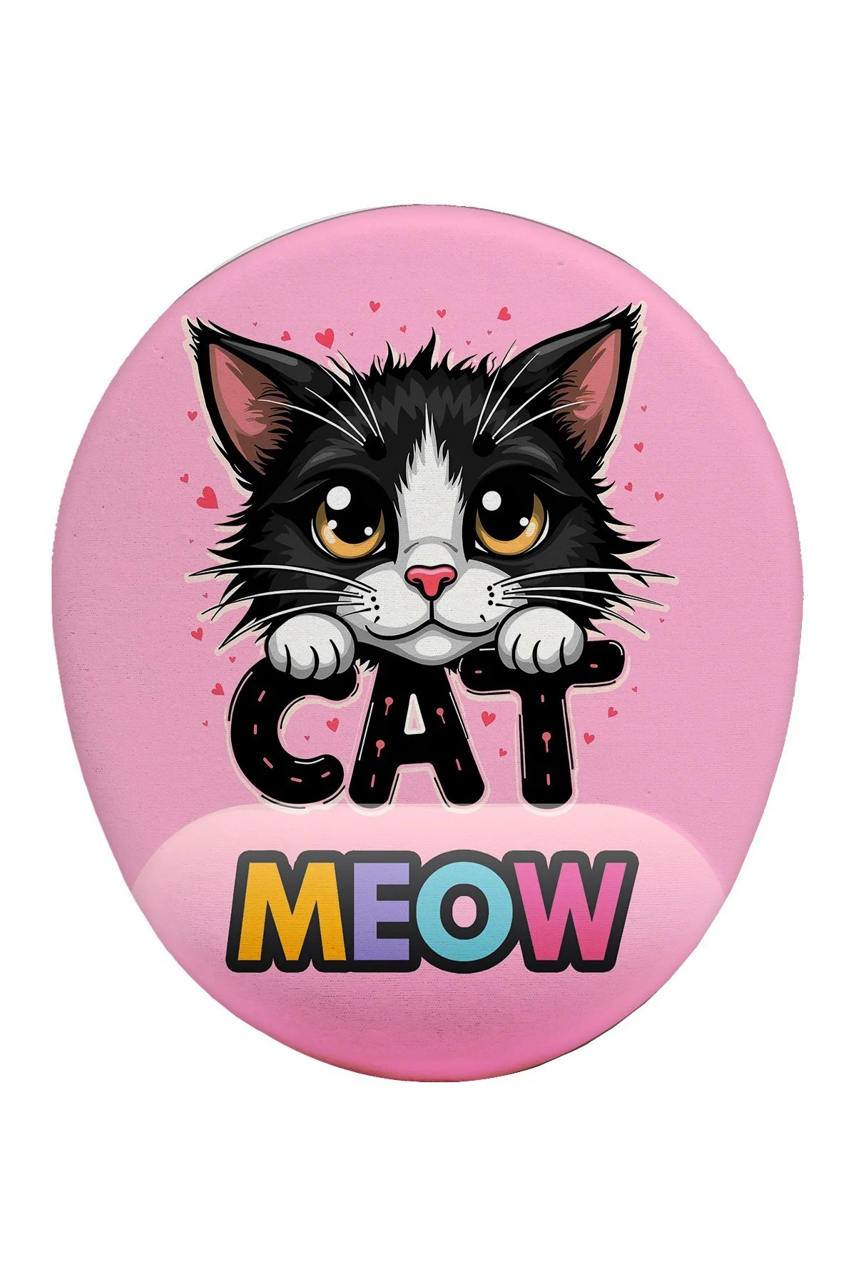CAT Meow Desenli Bilek Destekli Mouse Pad Ergonomik Kaymaz Taban Mousepad Fare Altlığı