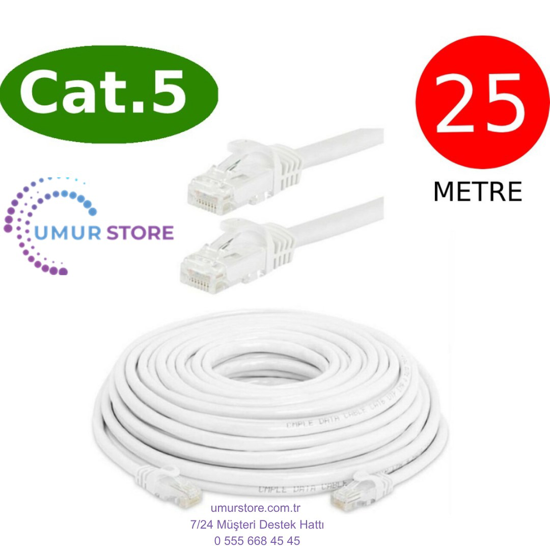 Cat5 Network Ethernet Internet Kablosu RJ45 - RJ45 25 Metre Patch