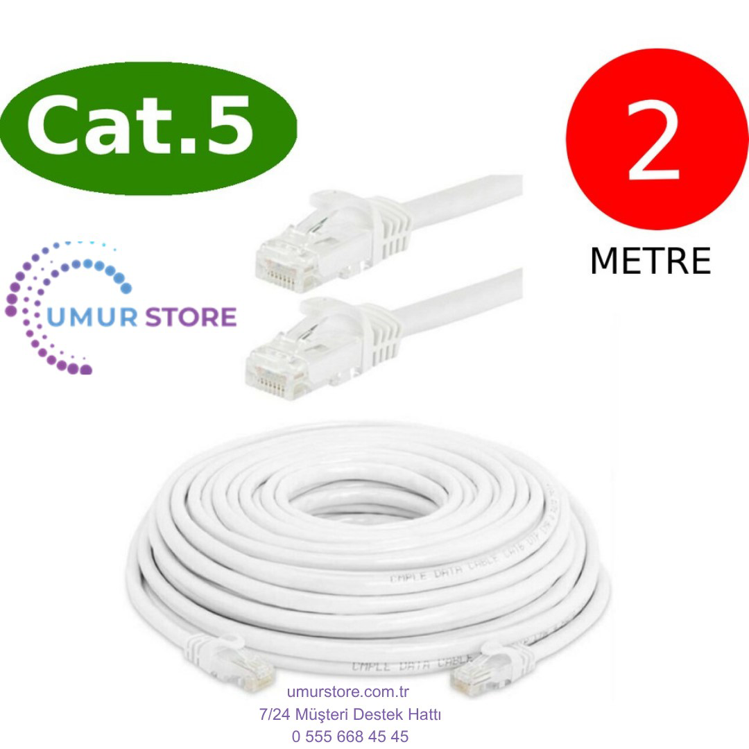 Cat5 Network Internet Ethernet Bilgisayar Kablosu RJ45 - RJ45 2 m