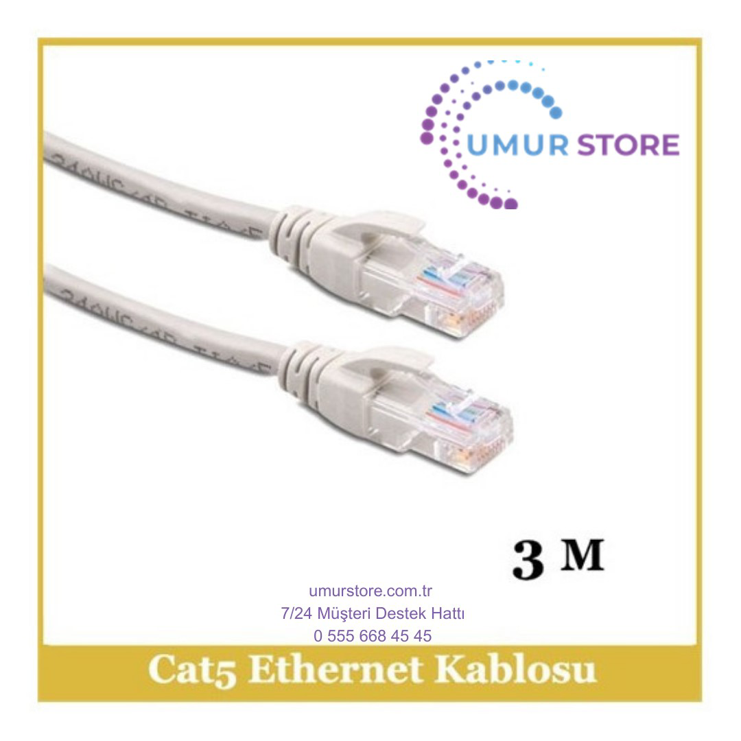 Cat5e Network Kablo Od5.5 7/0.12 Cl*8C - 3M Cat5e Network Kablo Od5.5 7/0.12 Cl*8C - 3M