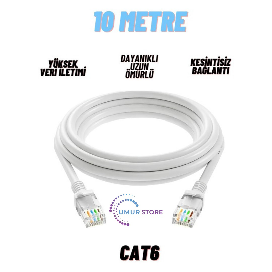Cat6 1000MBPS Ethernet Internet Veri RJ45 Kablosu 5 , 10, 15, 20
