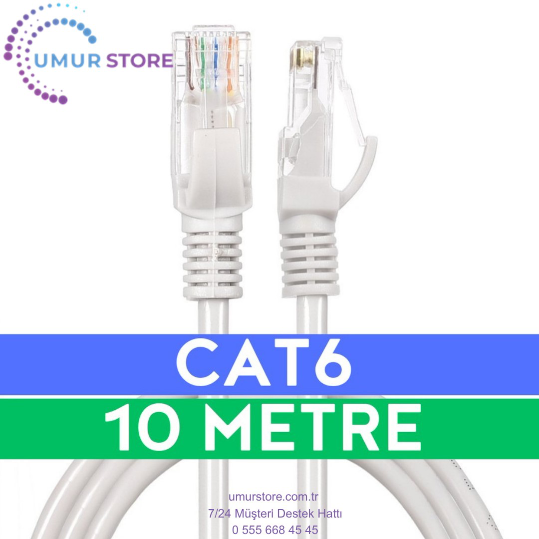 Cat6 10MT Lan Ethernet Kablosu Fabrikasyon Internet Kablo