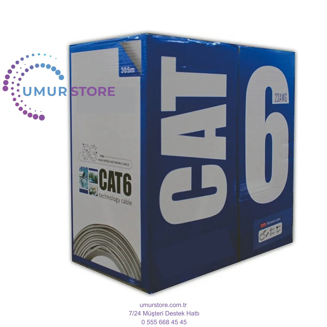Cat6 23 Awg 305M Full Bakır Kablo Ethernet Kablosu