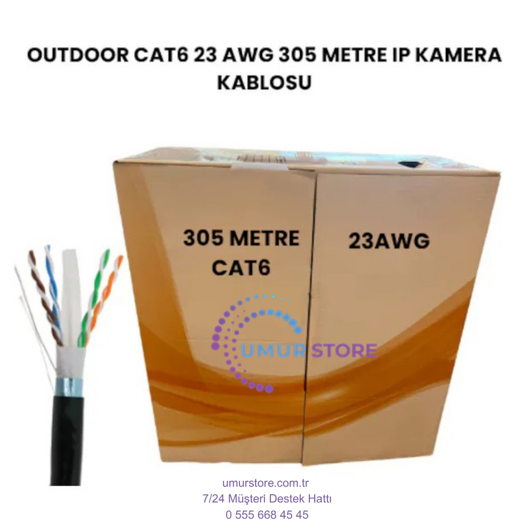 Cat6 305 mt Dış Mekan 23 Awg Outdoor Ip Kamera Kablosu