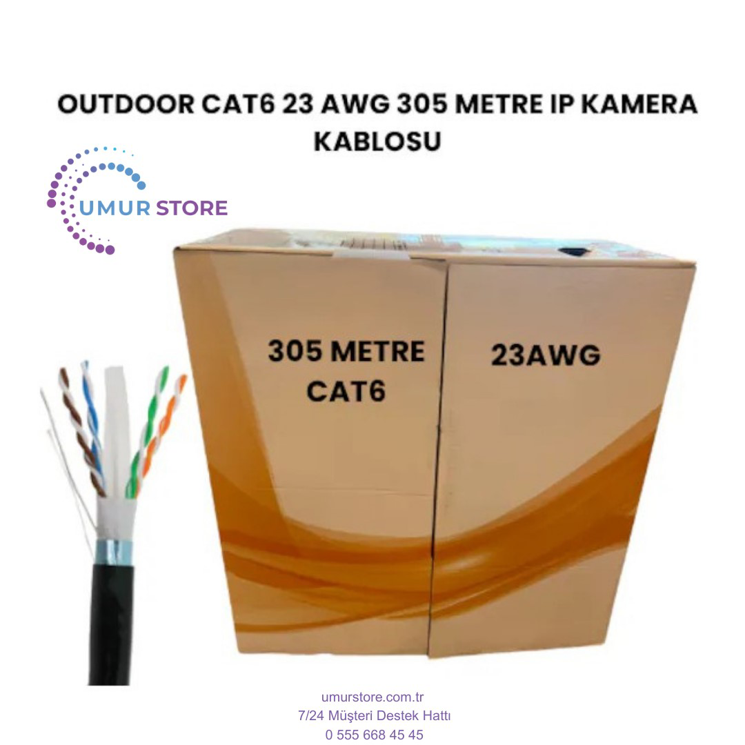 Cat6 305 mt Dış Mekan 23 Awg Outdoor Ip Kamera Kablosu
