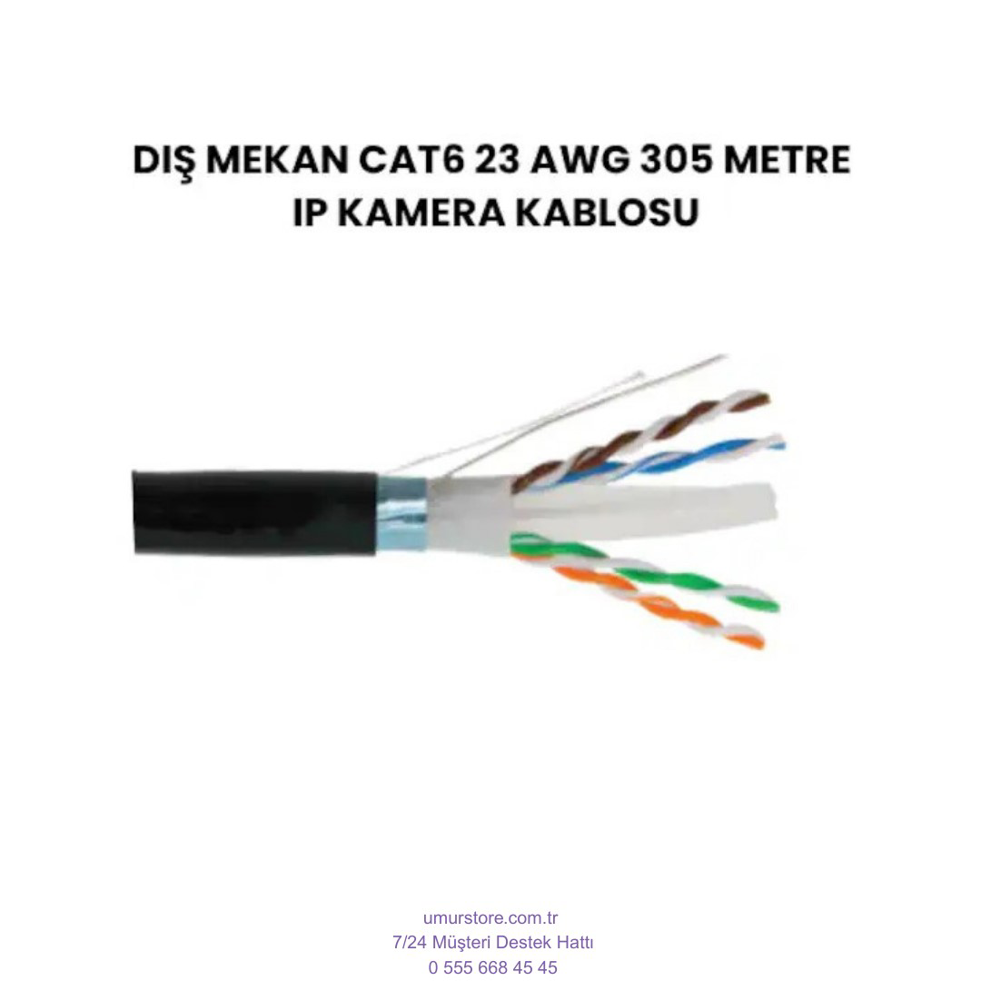 Cat6 305 mt Dış Mekan 23 Awg Outdoor Ip Kamera Kablosu