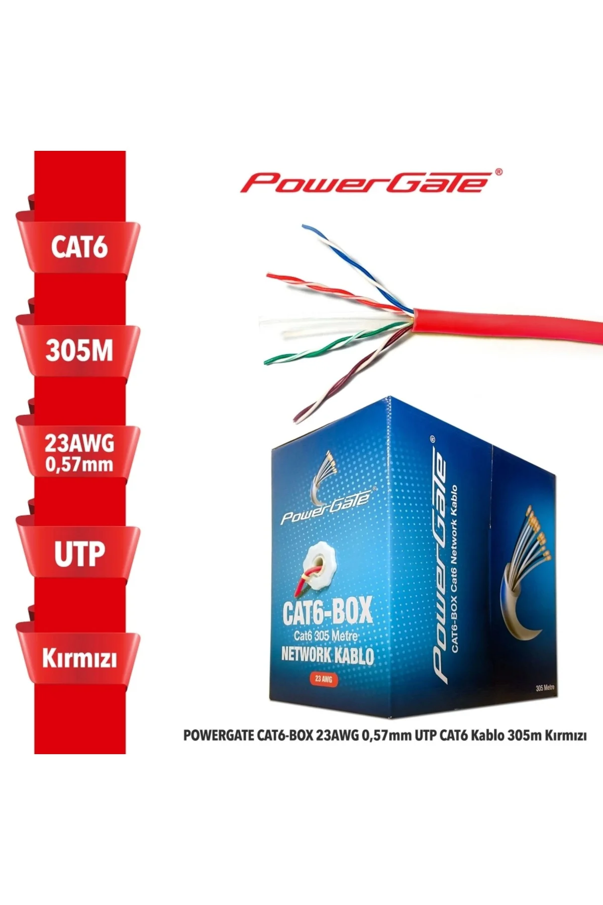 Cat6-box-or, 23awg, 0,57mm, Utp, Cat6 Kablo, 305m, Turuncu