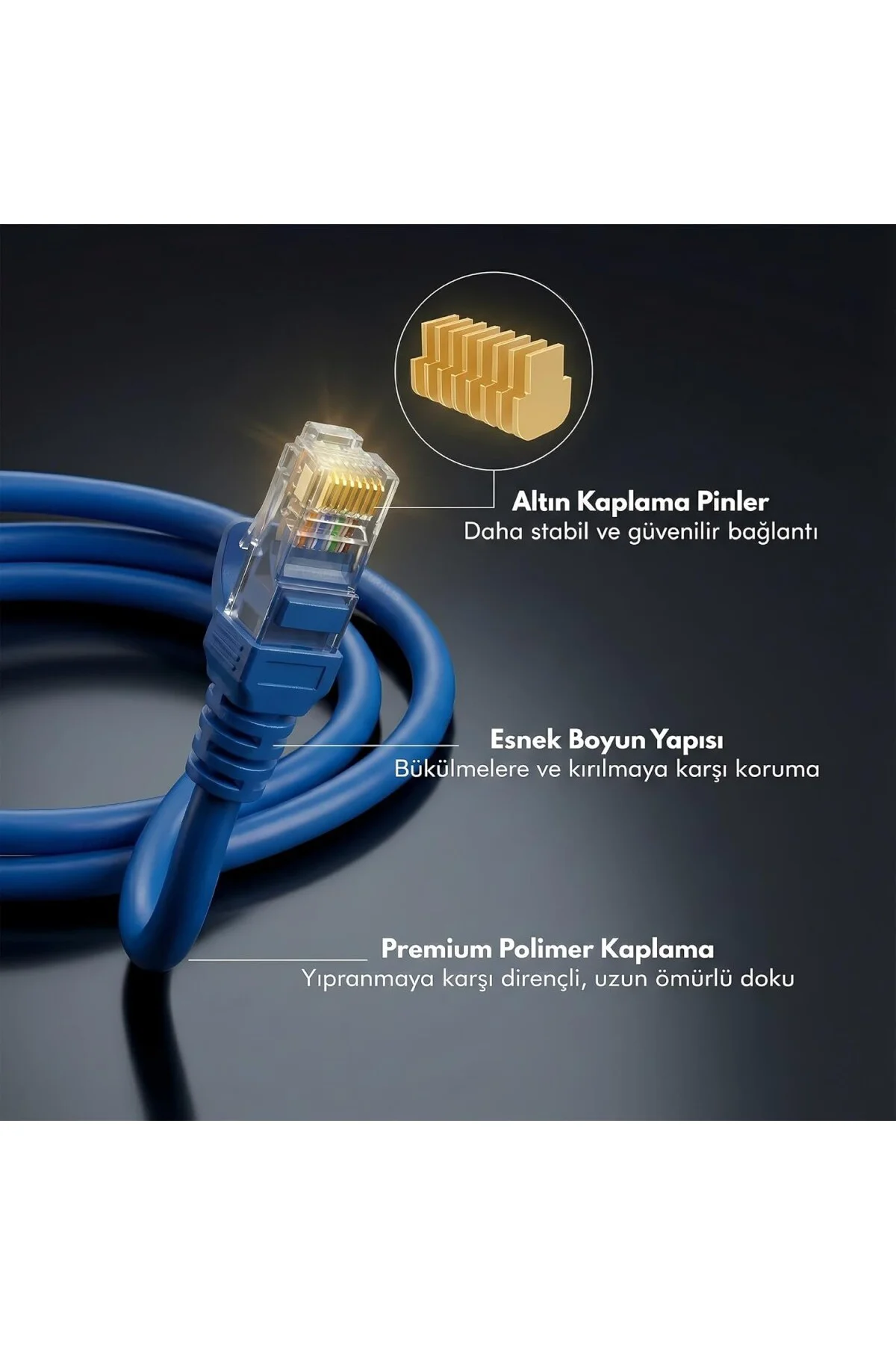 Cat6 Ethernet Kablosu (5 METRE) - 1000 Mbps’e Kadar Veri aktarımı - Fabrikasyon RJ45 Konnektör