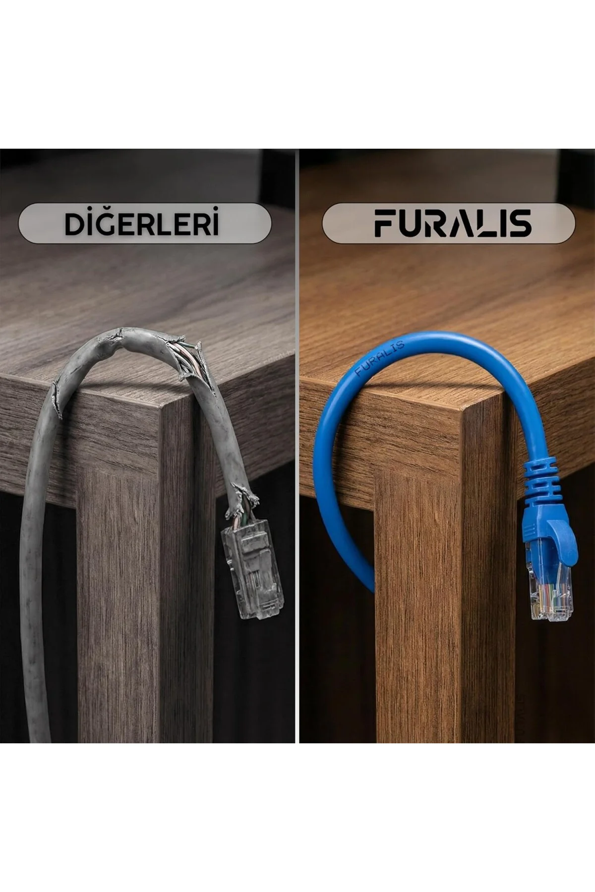 Cat6 Ethernet Kablosu (5 METRE) - 1000 Mbps’e Kadar Veri aktarımı - Fabrikasyon RJ45 Konnektör