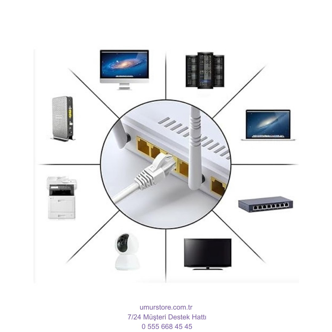 Cat6 Ethernet Patch Adsl Modem Internet Kablosu (Cat6, 10 Metre)