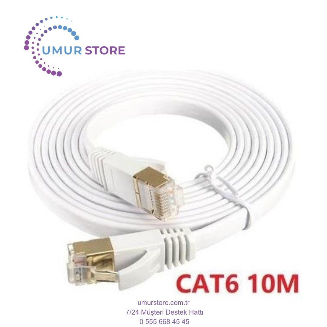 Cat6 Ethernet RJ45 Modem Internet Kablosu Slim Flat Kırılmaz Kabl