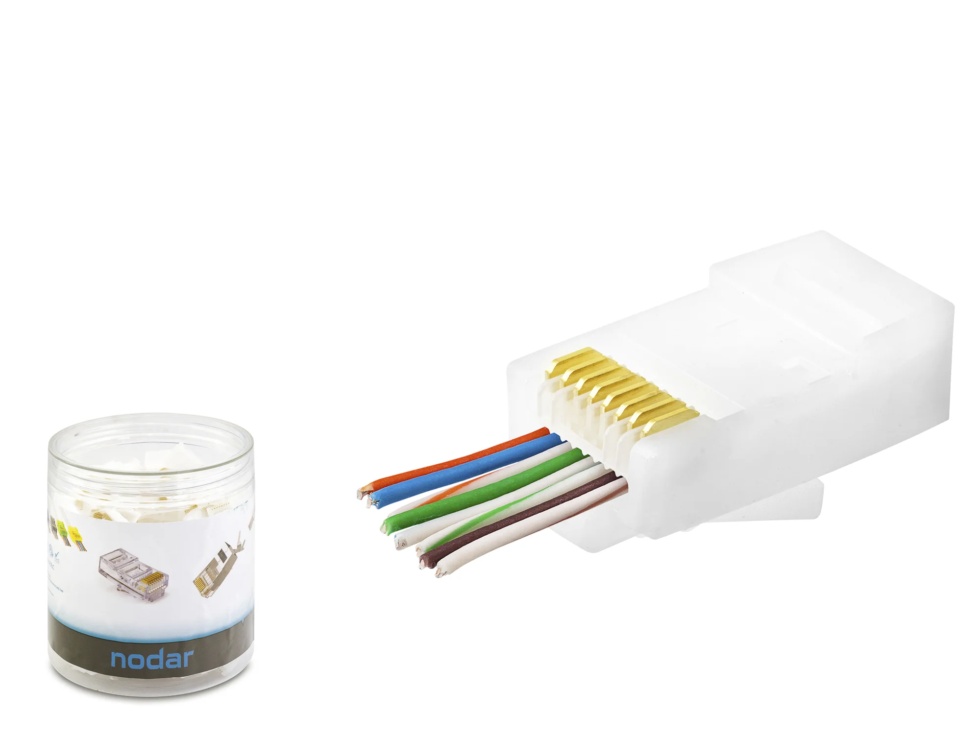 Cat6 Ez Rj45 Konnektör - 100 Adet Beyaz / Özel Plastik Kutulu ND2