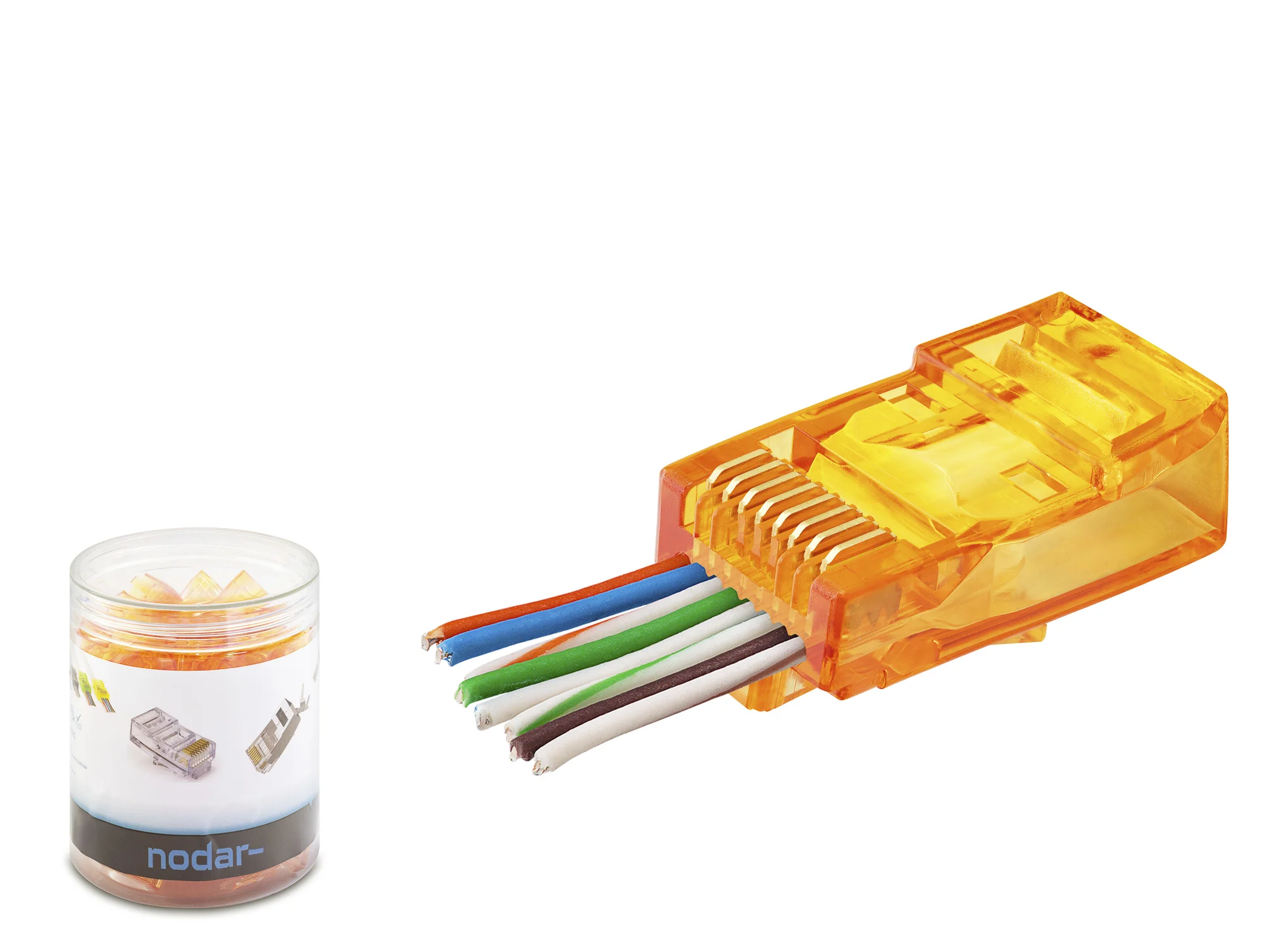 Cat6 Ez Rj45 Konnektör - 100 Adet Turuncu / Özel Plastik Kutulu ND2405