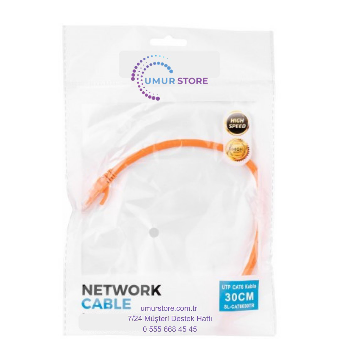 Cat6 Patch 30CM Kablo (Turuncu)