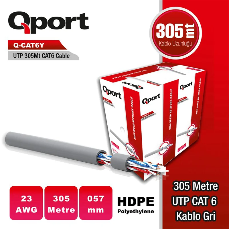 CAT6 Patch Kablo 305 Metre - UTP Halojen Free Gri Ağ Kablosu Fiyatı, Yorumları ve Özellikleri