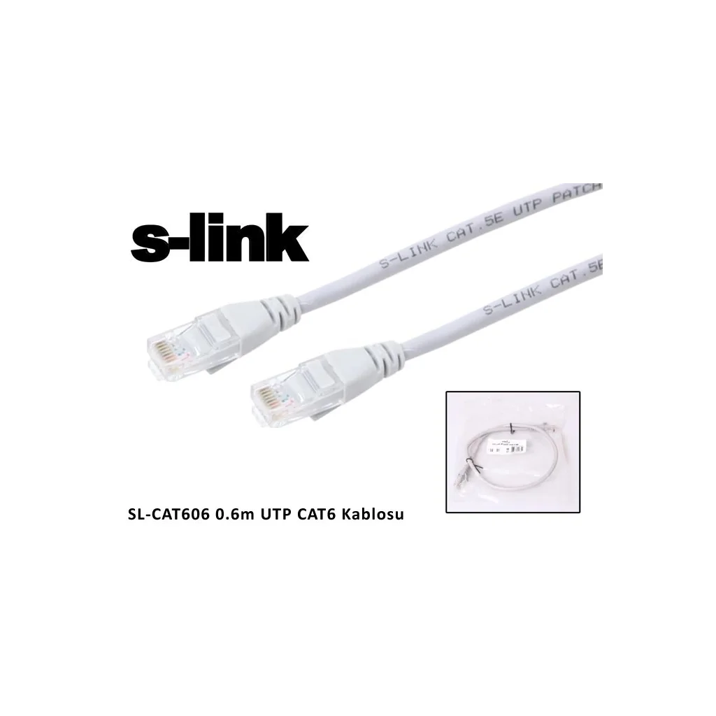 CAT6 UTP Ethernet Kablo - RJ45 Gri 30cm