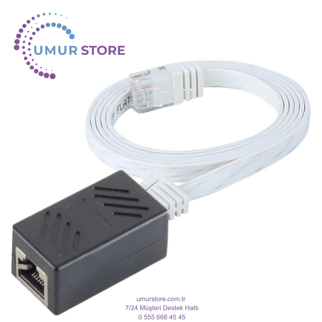 CAT6 Uzatma Seti, Yassı Ethernet Kablo ve Ekleyici, Beyaz, 5 m