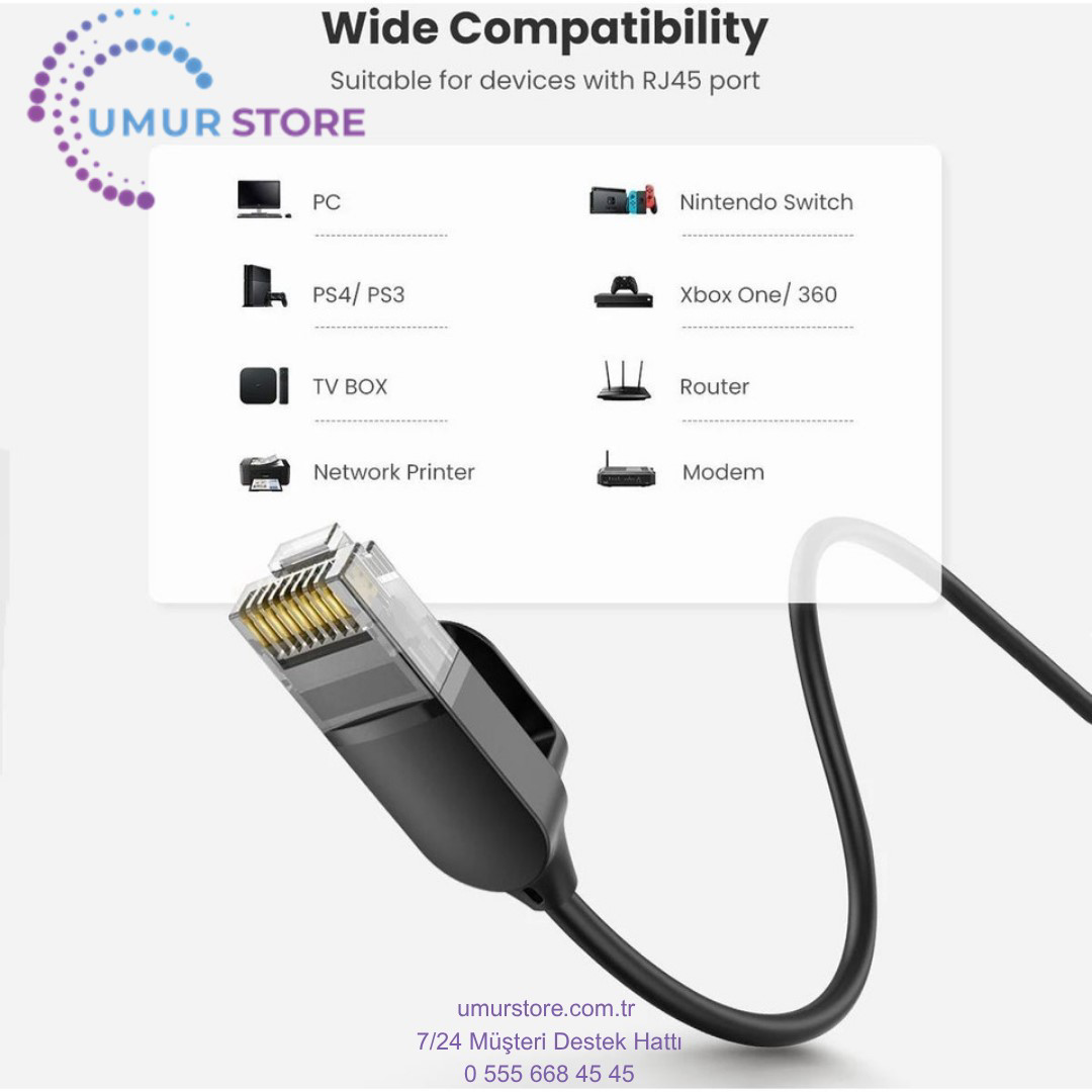 CAT6A Slim 10GBPS Ethernet Kablosu 2 Metre