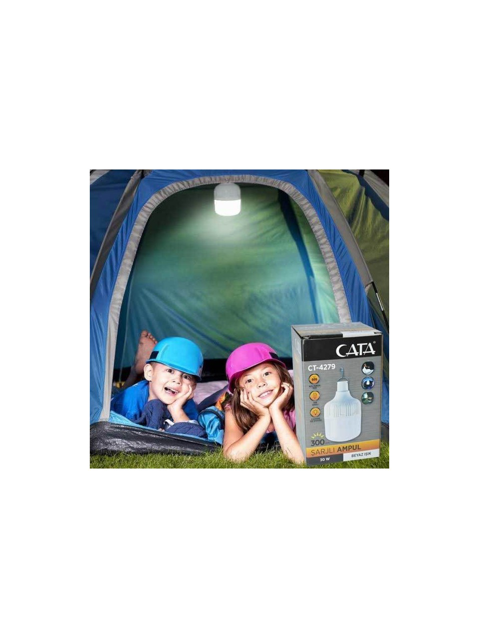 Cata  30W Şarjli Led Ampul 4 Fonksiyonlu Ct-4279