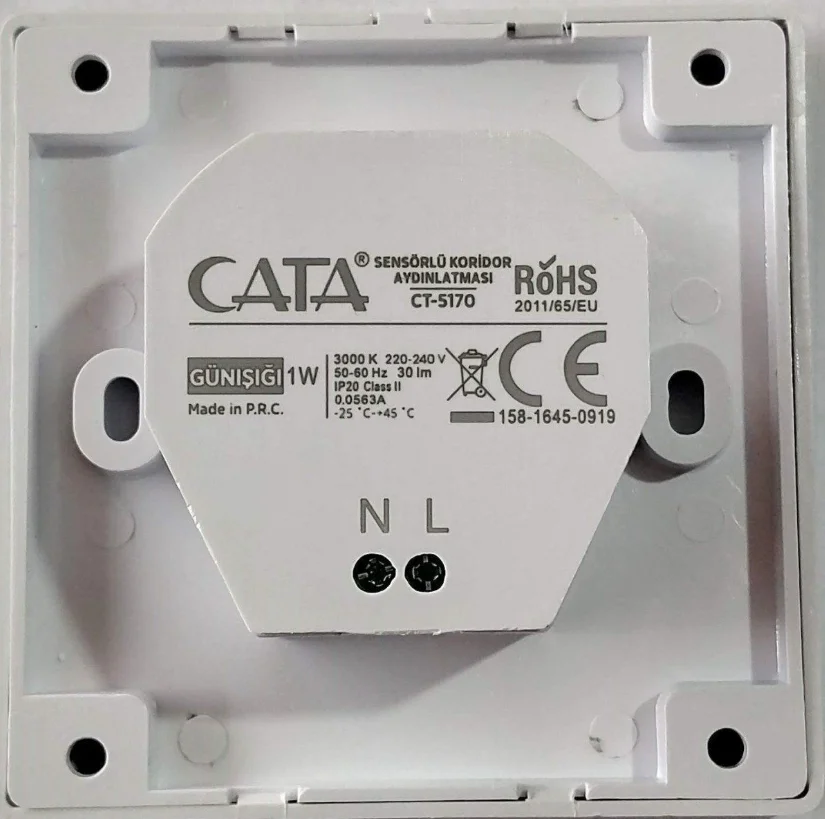 CATA CT 5170 1W Beyaz Kasa Sensörlü Koridor Aydınlatması 3200K Gün Işığı