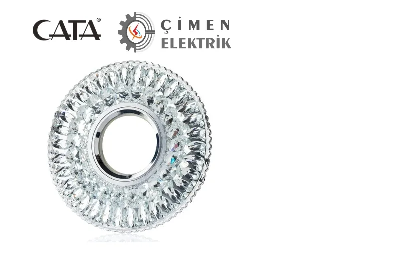 CATA CT 6583 Hanımeli Led Çerçeveli Günışığı Kristal Cam Spot Kasa - Priz ve Anahtar İçin Uyumlu Çerçeve