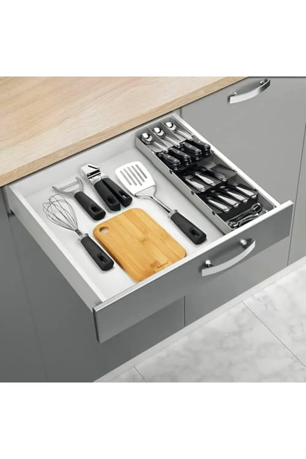 Çatal Bıçak Takımı Düzenleyici, Gri ve Siyah, 40-49 cm 395519