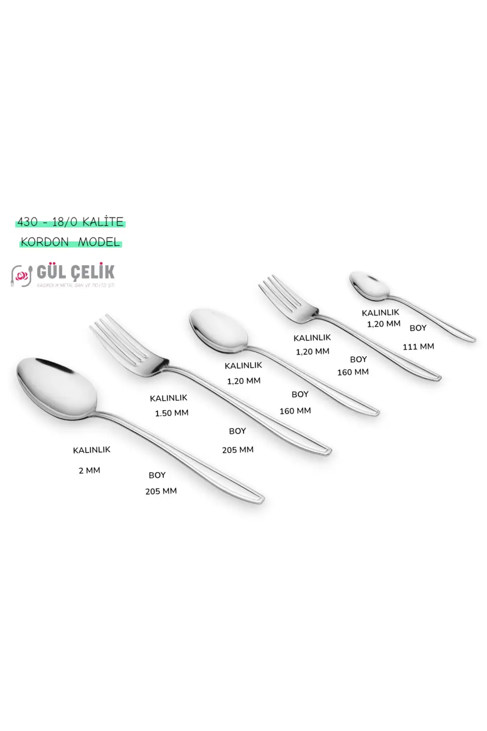 Çatal Kaşık Seti 12 Kişilik 60 Parça Kordon Model 18/0 Kalite