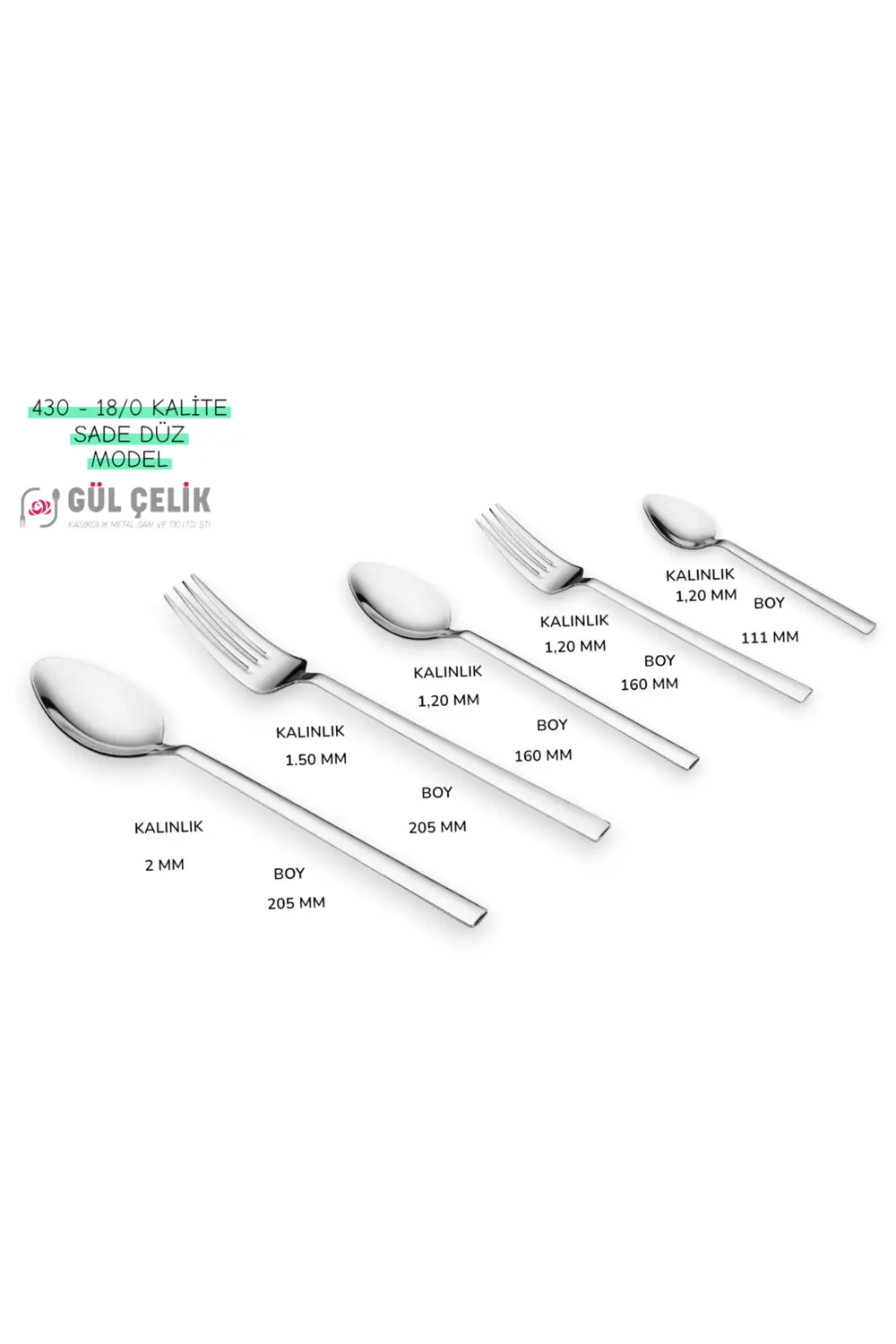 Çatal Kaşık Seti 60 Parça 12 Kişilik Sade Model 18/0 Kalite