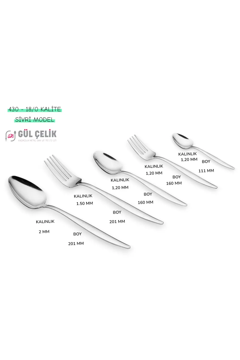 Çatal Kaşık Seti 60 Parça 12 Kişilik Sivri Model 18/0 Kalite