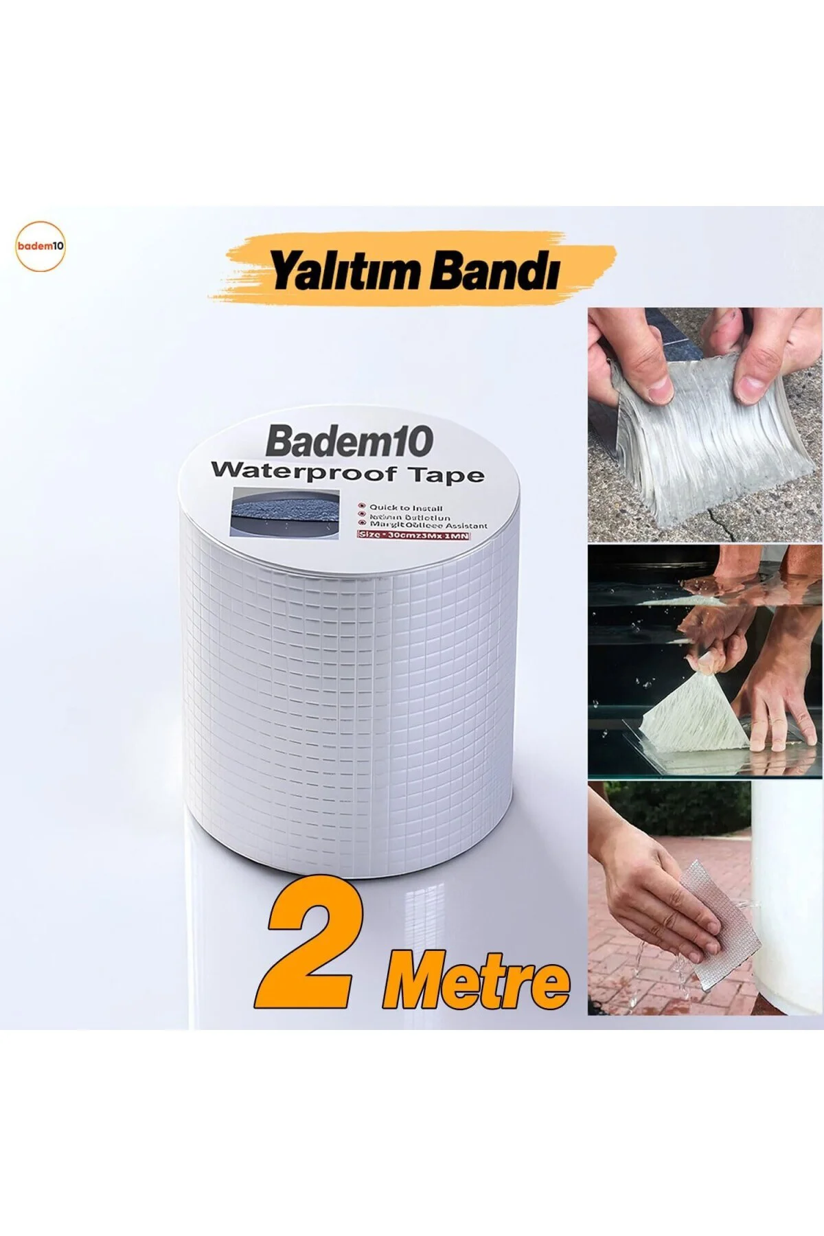 Çatı İzolasyon Bandı 2 METRE Su Sızdırmazlık Geçirmezlik Yalıtım Çamur Tamir Çatlak Bor