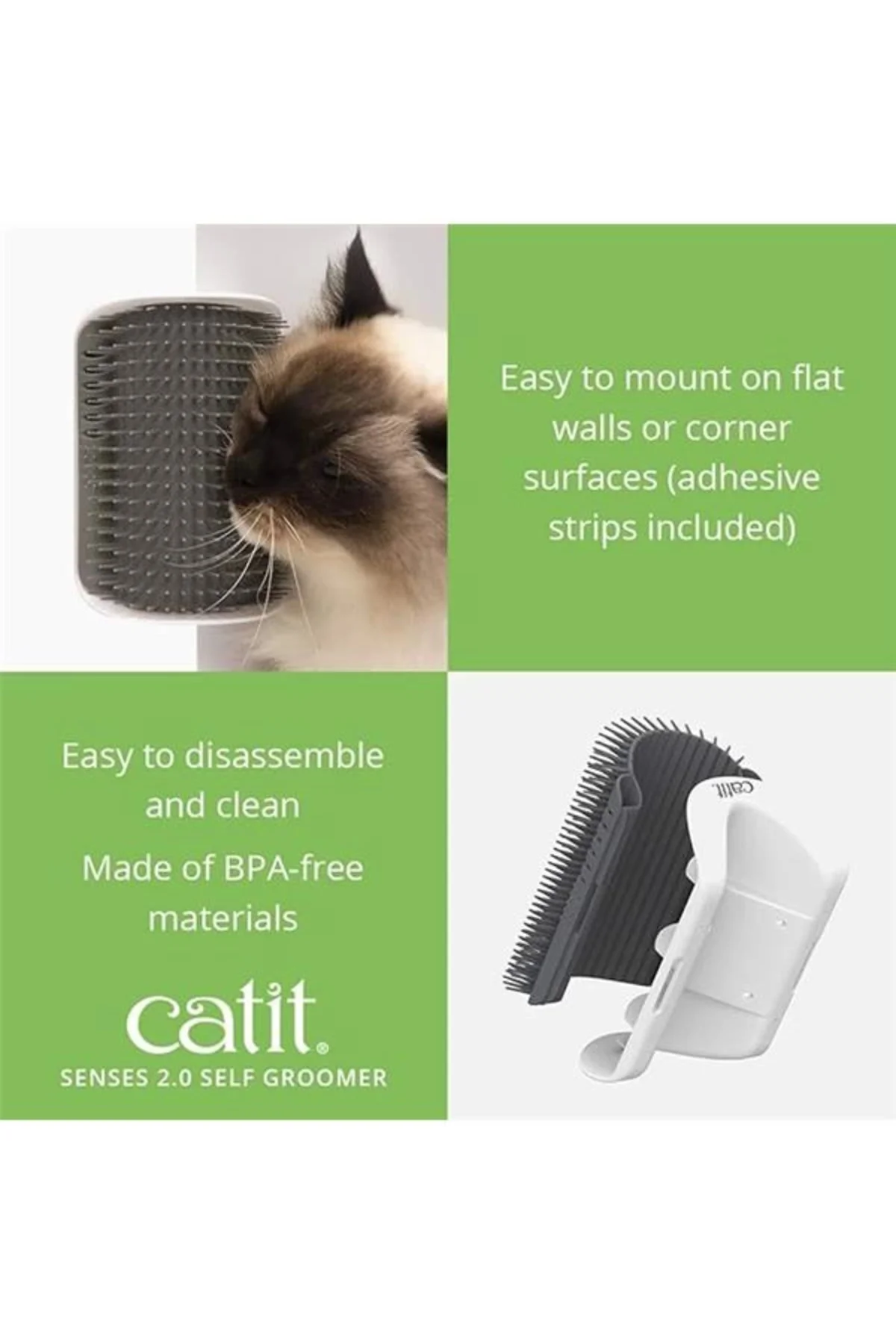 Catit 2.0 Kişisel Bakım Seti, kediler için masaj köşesi, gri, 1 a
