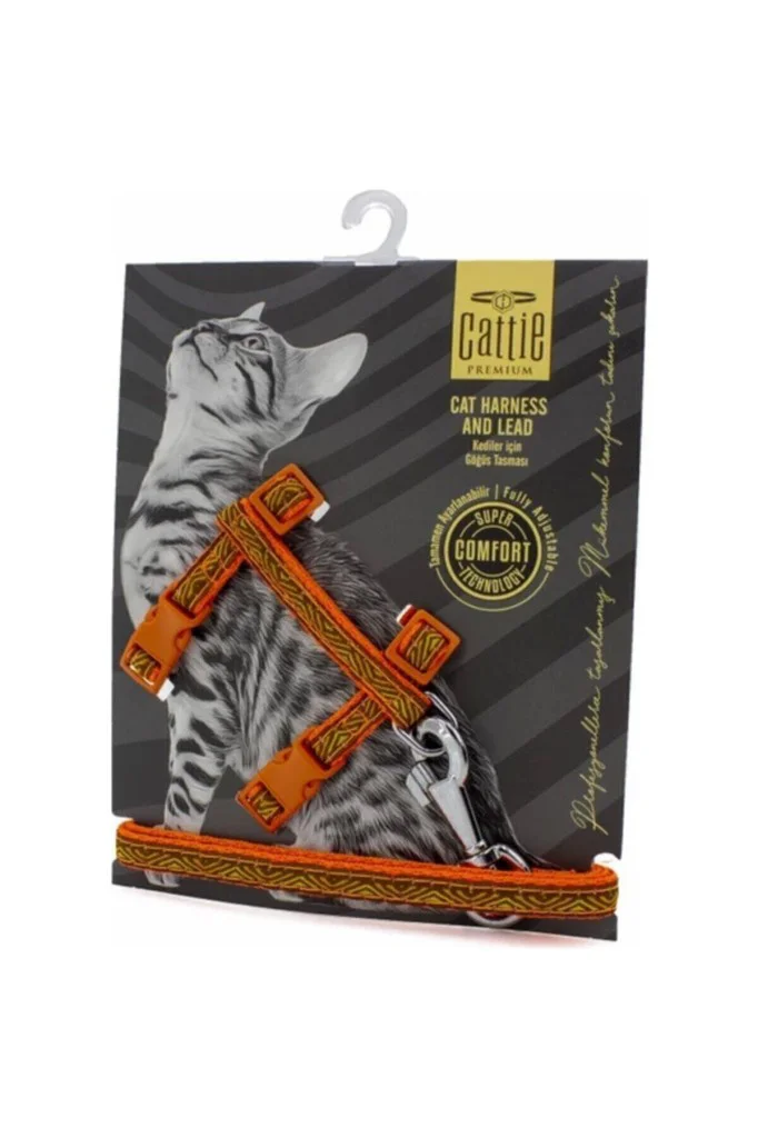 Cattie Dokumadan El Yapımı Kedi Göğüs & Gezdirme Takımı 1x25-40cm