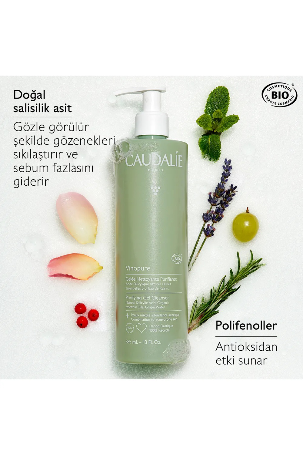 Caudalie Vinopure Arındırıcı Temizleme Jeli 385 ml