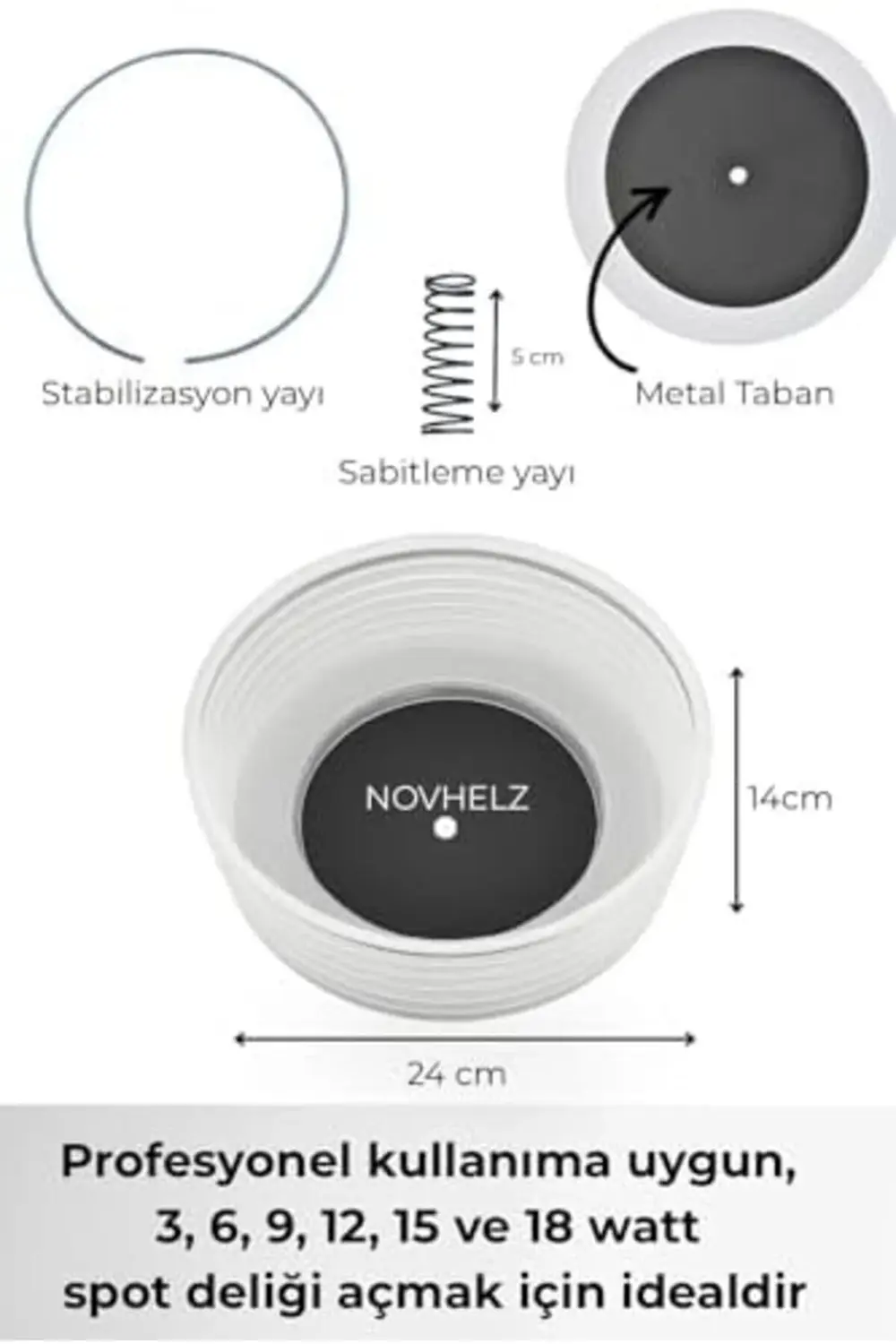 Cavless NOVHELZ VANTUZLU, KÖRÜKLÜ PANÇ TOZ TUTUCU 24 CM NOV21 101
