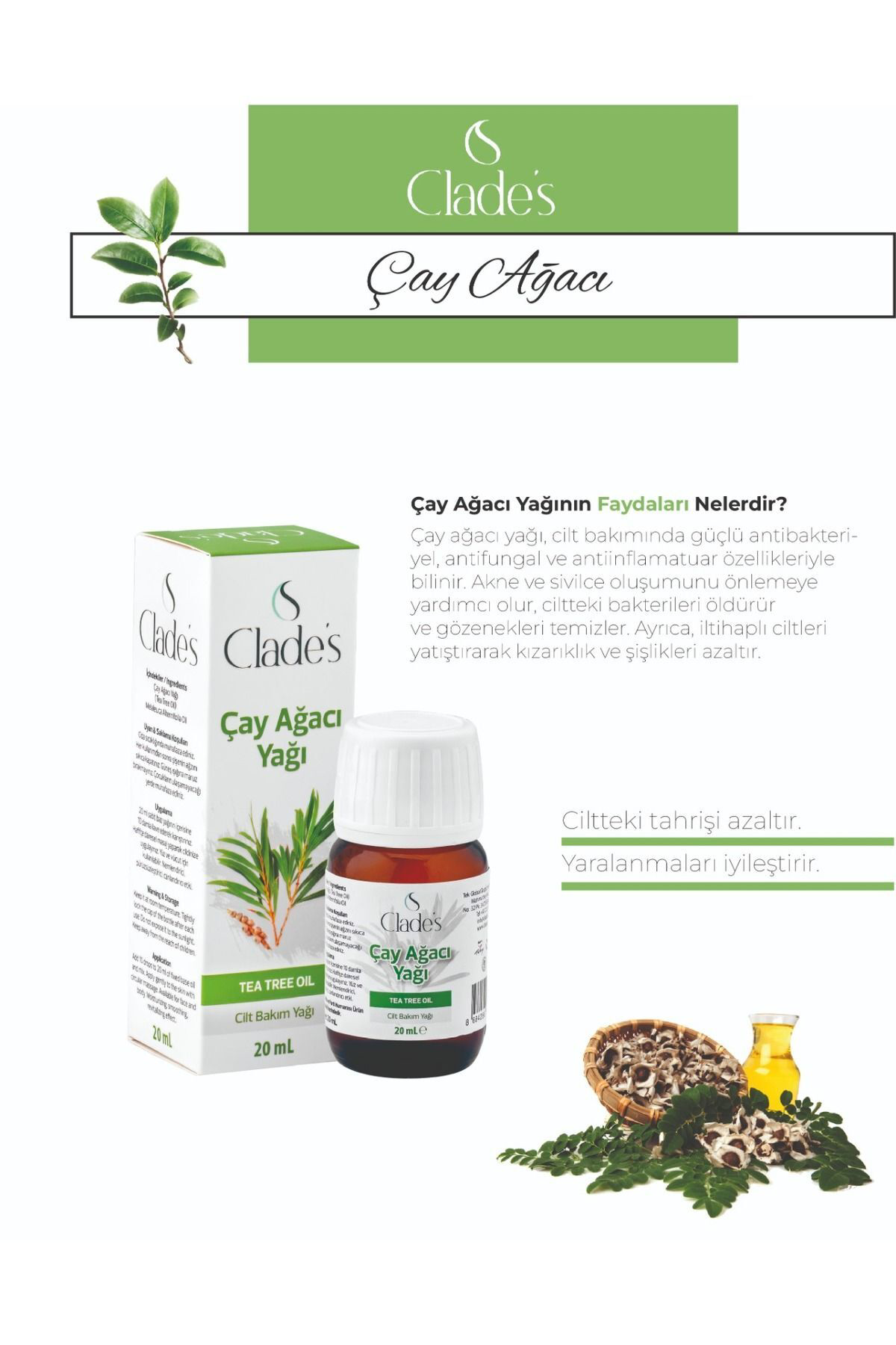 Çay Ağacı Yağı 20 ml - Cilt Bakım Yağı Tea Tree Oil