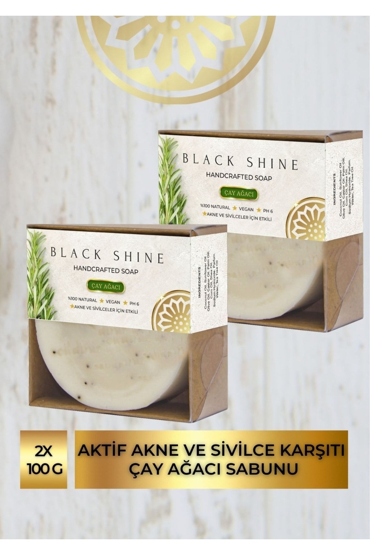 Black Shine Bs Çay Ağaci Yağli Leke Sabunu Yağli Ve Normal Ciltlerde Akne Ve Sivilce Karşiti 100 Gram X 2 Adet