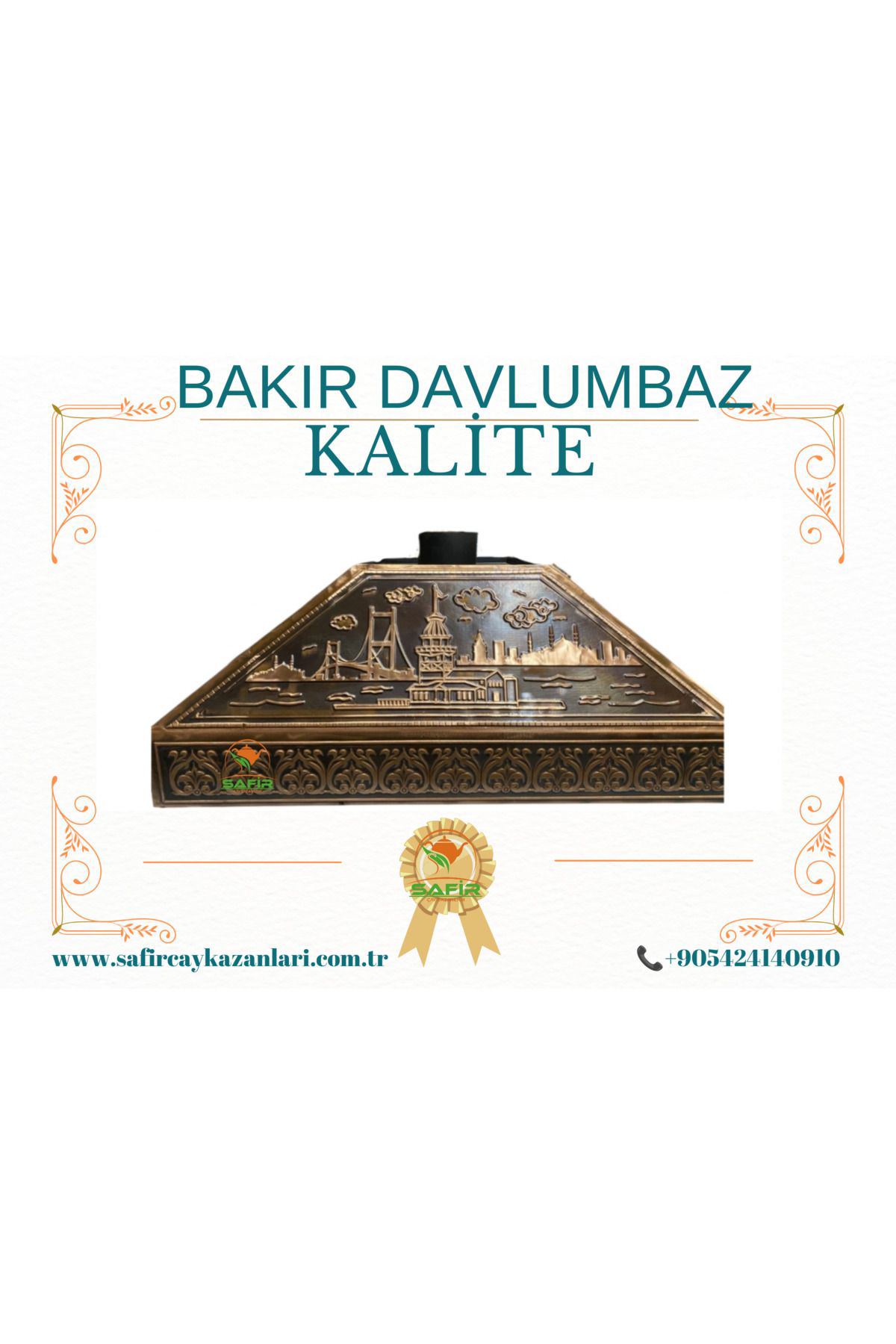 Safir Çay Kazanlari Çay Kazani Davlumbazi Boğaziçi Model 90 Cm Bakir Davlumbaz Çay Oc