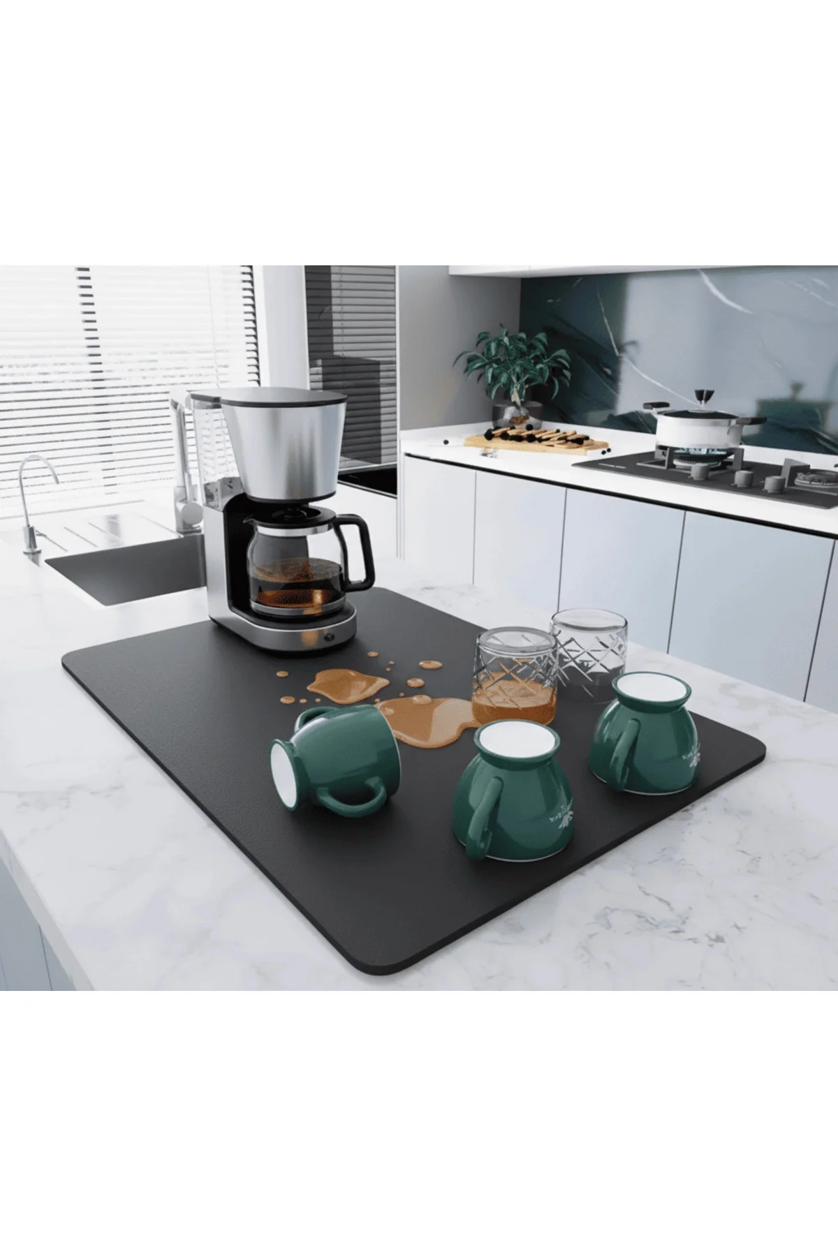 Çay Makinesi Altlığı Su Emici Kaymaz Taban Tezgah Koruyucu Kurula