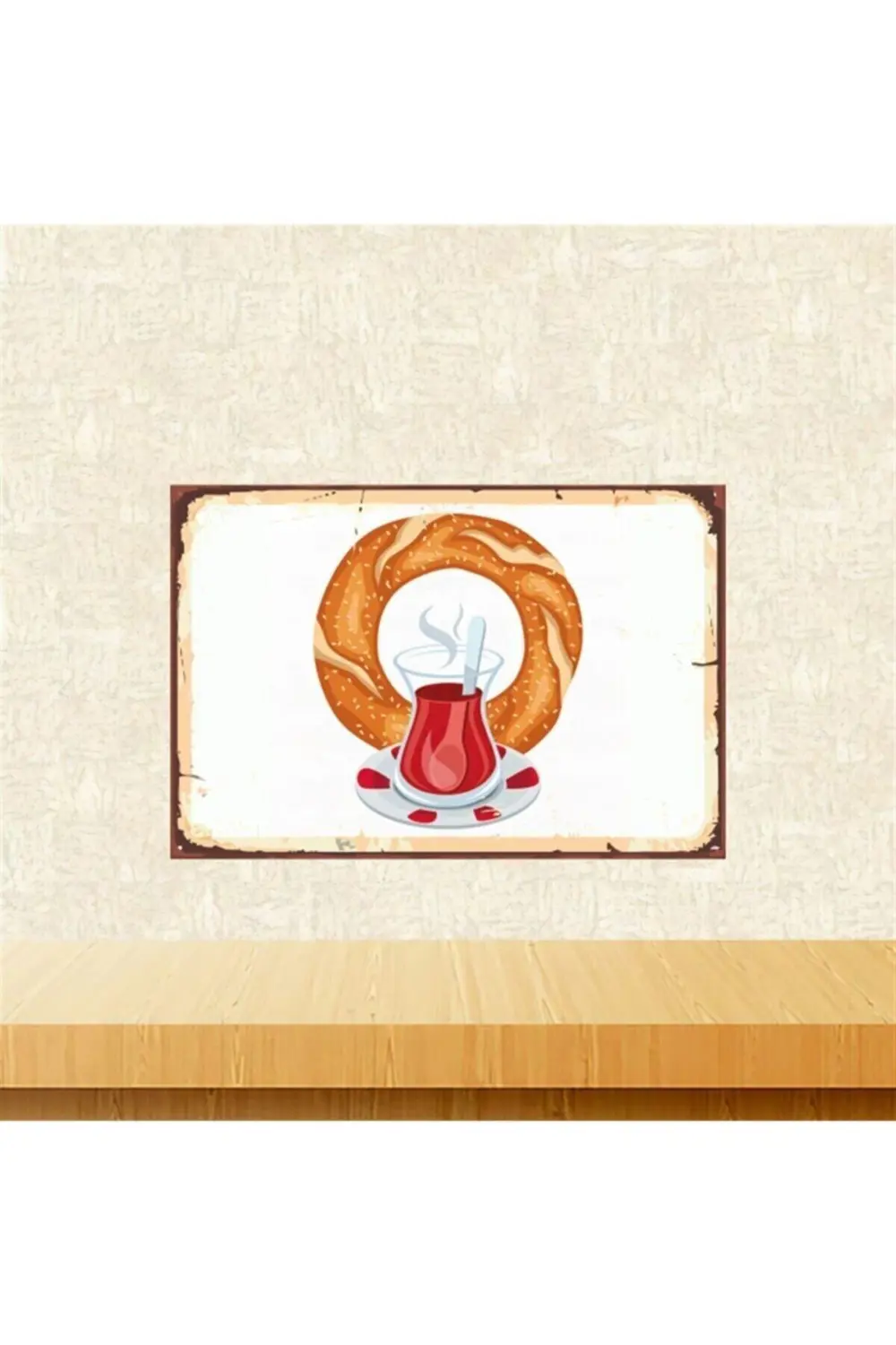 Çay-simit 20-30 Cm Retro Ahşap Poster Tkfx4439