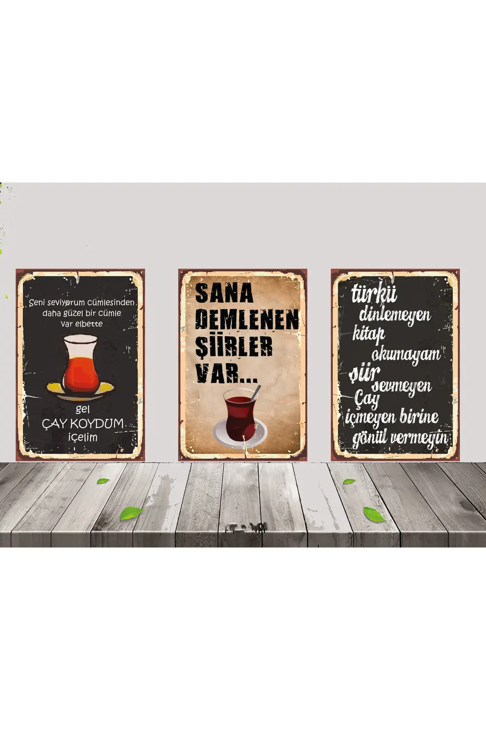 Çay Sözleri 3 Adet 20x30 CM MDF Tablo Seti