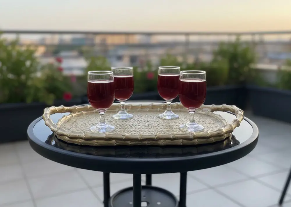 Çay Sunum Tepsisi Hasır Görünümlü Şık Polyester Tepsi Çay Sunum Tepsisi Hasır Görünümlü Şık Polyester Tepsi