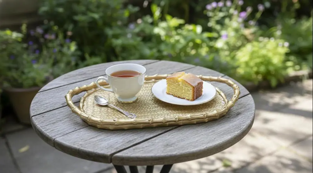 Çay Sunum Tepsisi Hasır Görünümlü Şık Polyester Tepsi Çay Sunum Tepsisi Hasır Görünümlü Şık Polyester Tepsi