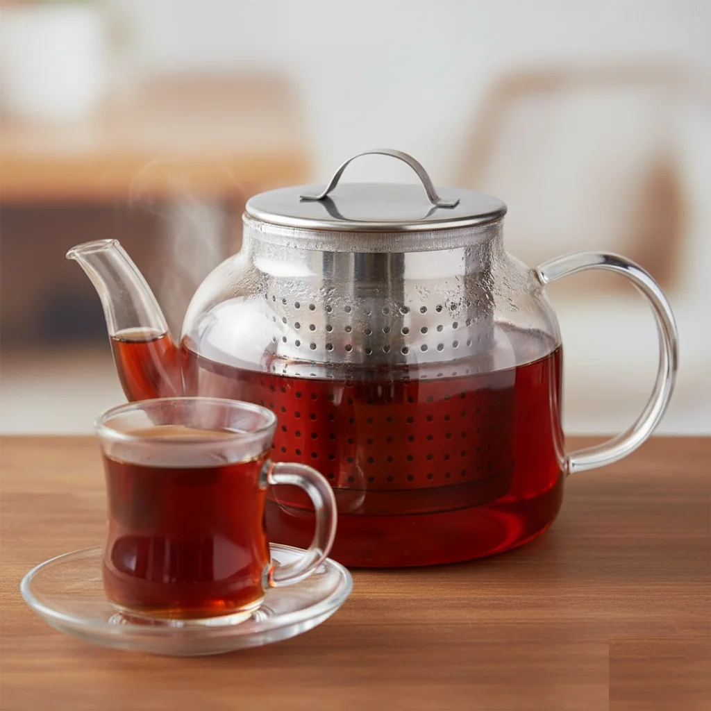 Çay Süzgeci Büyük Boy Paslanmaz Çelik Demlik İçi Çay Süzgeci Geniş Hacimli ve Dalı