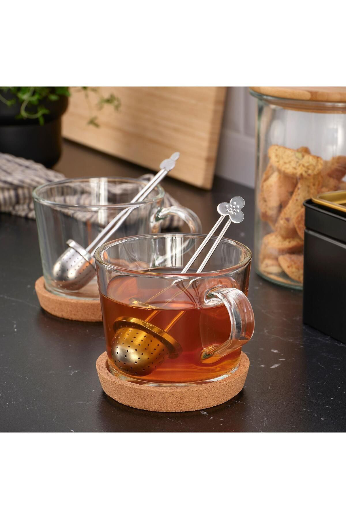 İkea Çay Süzgeci, Paslanmaz Çelik, 14 Cm, 2 Adet Bardak İçi Süzgeç