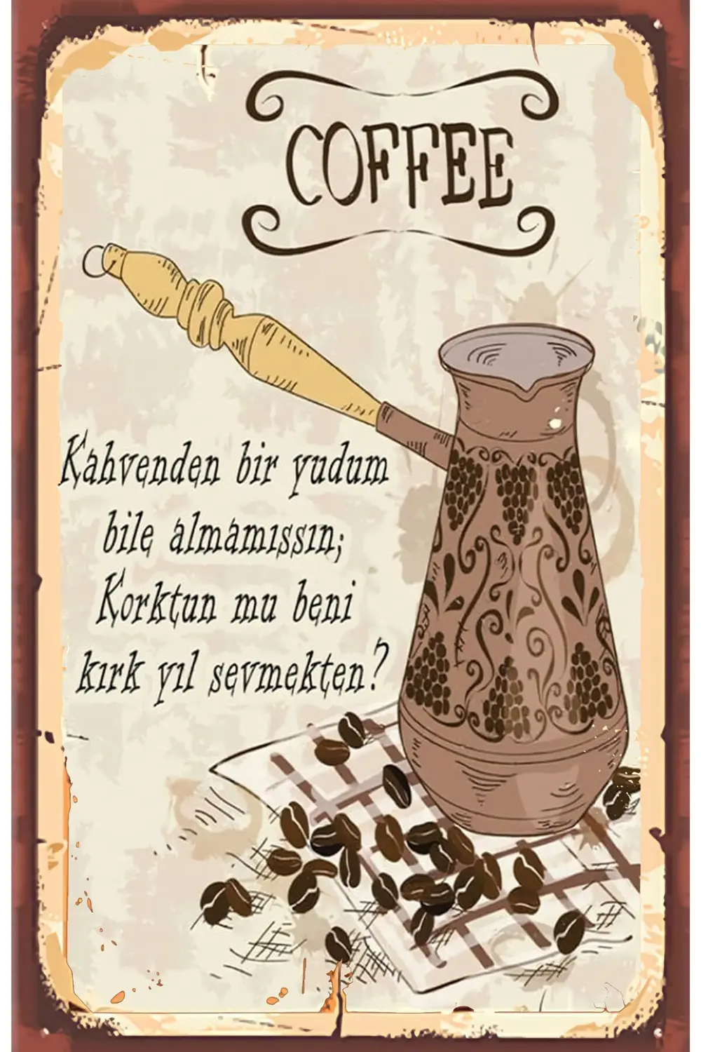 Çay ve Kahve Tasarımlı Ahşap Poster