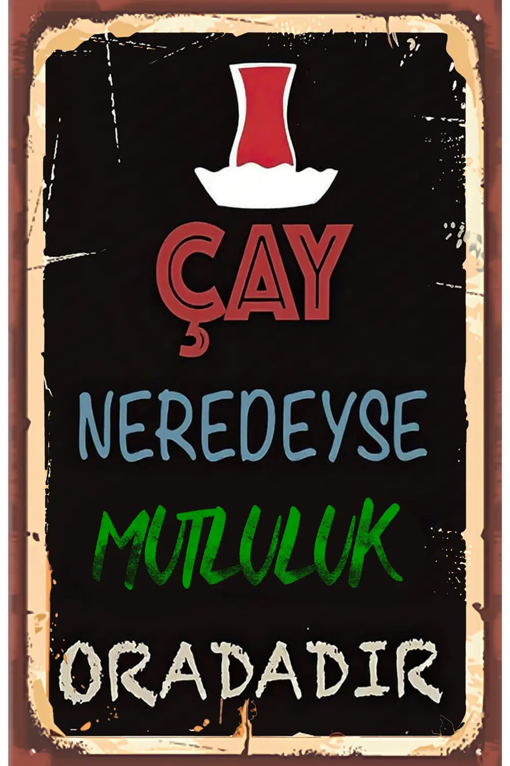 Çay ve Kahve Tasarımlı Ahşap Poster